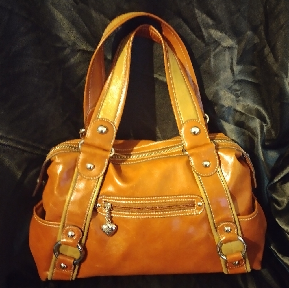 Kathy Van Zeeland Brown and Gold Purse